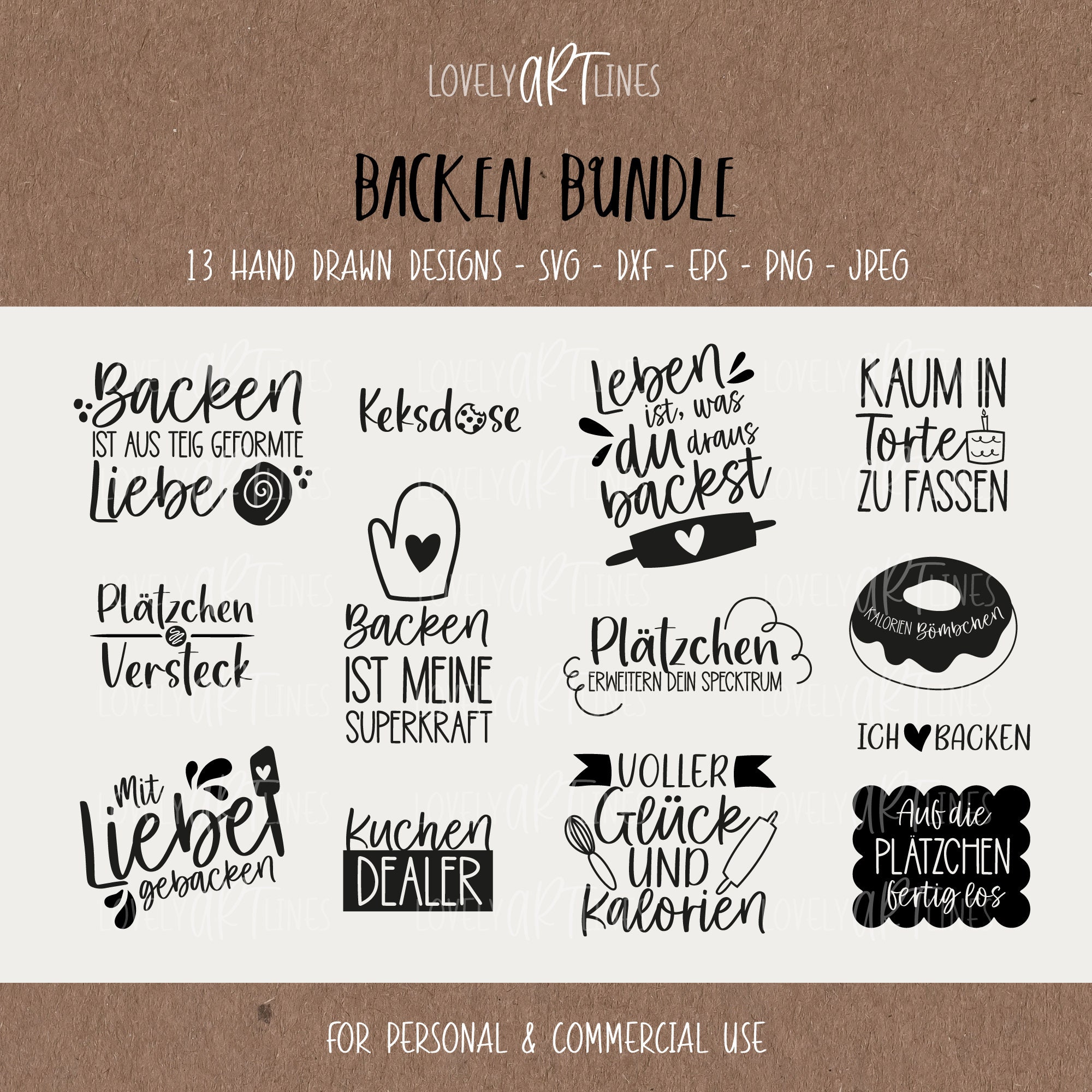 Backen SVG Bundle, Plotterdatei Kuchen für Cricut, Küchen Vector Icons
