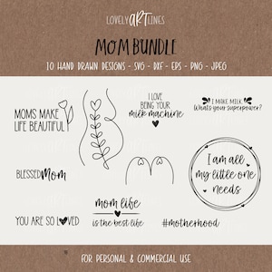 Mom SVG Bundle, Plotter Files Motherhood, Mum Vector Icons, Pregnant PNG Clipart, dxf, eps, Quotes, English Bundle