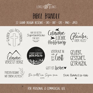 Bible SVG Bundle, Plotter Files Faith for Circut, Religion Vector Icons, God PNG Clipart, dxf, eps, Quotes, German Bundle