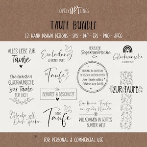 Baptism SVG Bundle, Plotter Files Baptism for Cricut, Baptism Gift Vector Icons, Invitation PNG Clipart, dxf, eps, Quotes, German Bundle