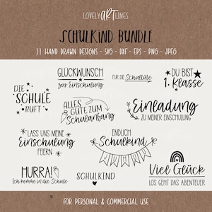 Schoolchild SVG Bundle, Plotter Files School for Cricut, Enrolment Vector Icons, Back to School PNG Clipart, dxf, eps, Quotes, German Bundle