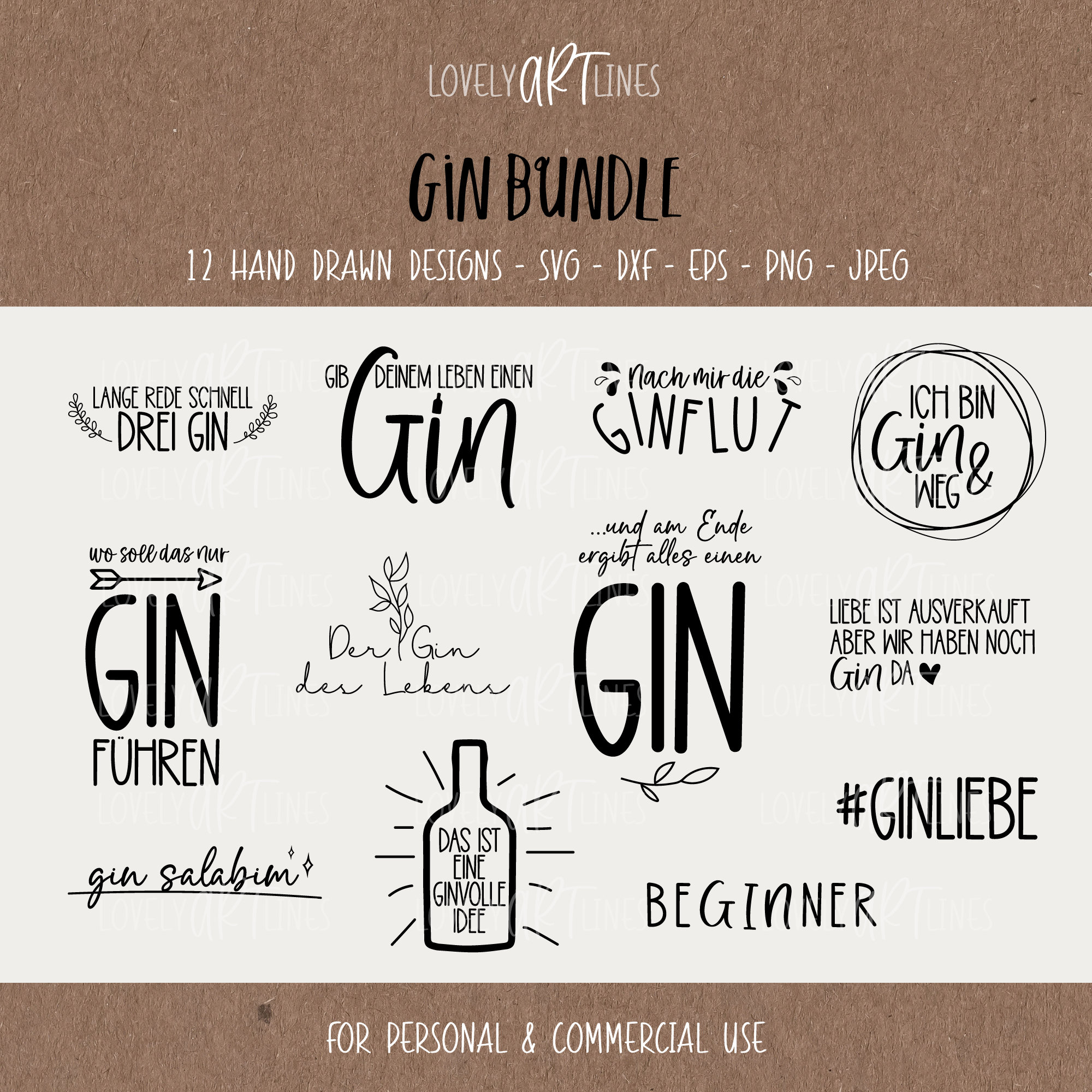 Gin SVG Bundle, Plotter Files Gin for Cricut, Gin Quotes Vector Icons