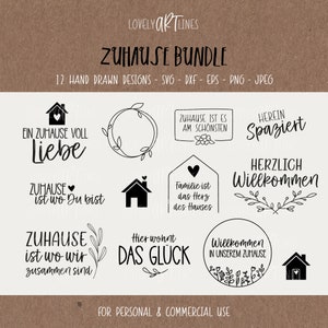 Home SVG Bundle, Plotter Files House for Cricut, Home Vector Icons, Indoors PNG Clipart, dxf, eps, Quotes, German Bundle