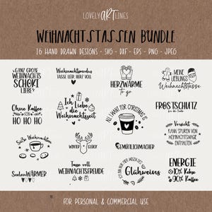 Christmas mugs SVG Bundle, Plotter Files Christmas, Mulled Wine Vector Icons, Mugs PNG Clipart, dxf, eps, Laser file, Sayings, German