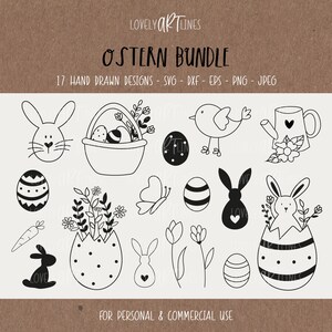 Ostern SVG Bundle, Plotterdatei Frohe Ostern für Cricut, Osterhase Osterei Icons, Frühling PNG Clipart, dxf, eps, Motive, Digistamp Designs
