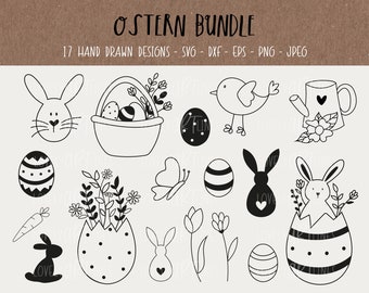 Easter SVG Bundle, Plotter Files Happy Easter for Cricut, Easter egg Bunny Icons, Spring PNG Clipart, dxf, eps, Designs, Digistamp Designs