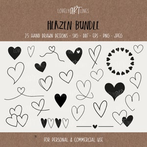 Herzen SVG Bundle, Plotterdatei Herz für Cricut, Herzen Vector Bundle, Hearts PNG Clipart, dxf, eps, Valentinstag Motive, Digistamp Designs