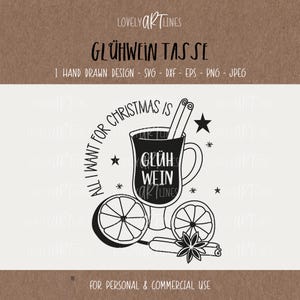 Glühweintasse SVG Design, Plotterdatei Glühwein für Cricut, Weihnachten Icon, Weihnachtsmarkt PNG Clipart, dxf, eps, Laserdatei, Digistamp