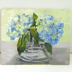 Nikko Blue - Original Oil Painting - 8x10 Painting - Hydrangea Painting - Unframed