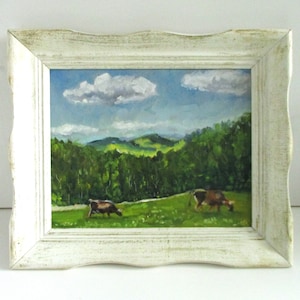 Glorious Vermont - Original Oil Painting - Landscape Painting - Cow Painting - Framed Painting