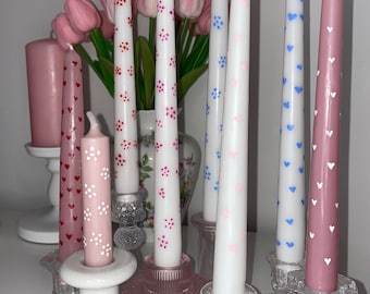 Hand painted tapered candlesticks for home decor