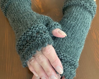 Handmade Knit Wool Fingerless Mitts, Fingerless Gloves, Hand Knit, Wool, Warm Fingerless Mitts, Hand Knit, Hand Made