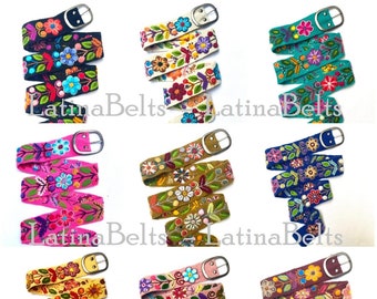 50 Hand embroidered belts floral wool embroidered belts floral ethnic belt boho belt gifts for her peruvian belt wool peru