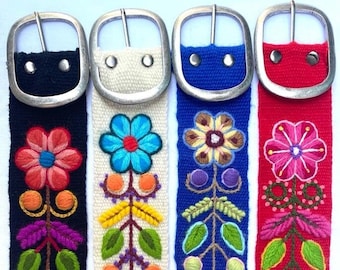 Hand embroidered belts floral colorful peruvian embroidered belts floral ethnic belt boho belt wool gifts for her floral ethnic belt