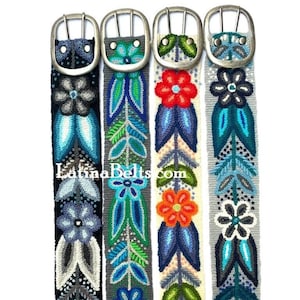 Ceinture florale brodée à la main, ceintures brodées en laine, ceinture ethnique florale, ceinture bohème, cadeaux pour elle, ceinture péruvienne en laine, ceinture péruvienne femme