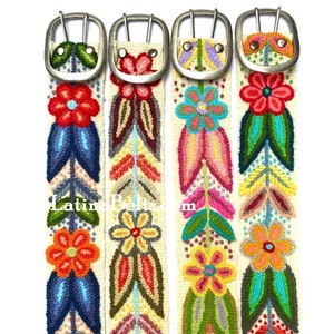 Ceinture florale brodée à la main, ceintures brodées en laine, ceinture ethnique florale, ceinture bohème, cadeaux pour elle, ceinture péruvienne en laine, ceinture péruvienne femme