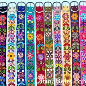 Hand bestickte Gürtel floral bunte peruanischen bestickte Gürtel Blumen ethnischen Gürtel Boho Gürtel Wolle Geschenke für sie floralen ethnischen Gürtel Bild 1