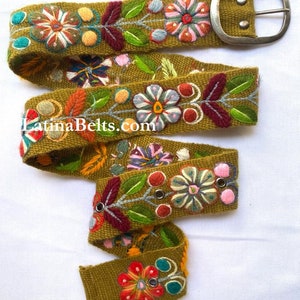 Hand bestickte Gürtel floral bunte peruanischen bestickte Gürtel Blumen ethnischen Gürtel Boho Gürtel Wolle Geschenke für sie floralen ethnischen Gürtel Bild 9