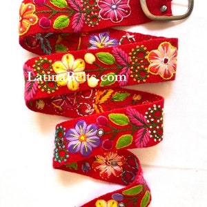 Hand bestickte Gürtel floral bunte peruanischen bestickte Gürtel Blumen ethnischen Gürtel Boho Gürtel Wolle Geschenke für sie floralen ethnischen Gürtel Bild 5