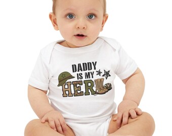 Custom Daddy Military Homecoming Dad Infant Apparel Daddy Military Homecoming Custom Baby Outfit Hero Newborn Romper Cute Baby Military Dad