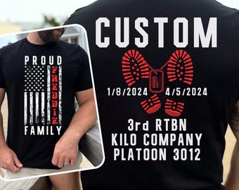 Proud Military Family Matching Shirts Custom Graduation Day Tees Name Dates Soldier Boots Military Bootcamp Graduation Family Day T-shirts