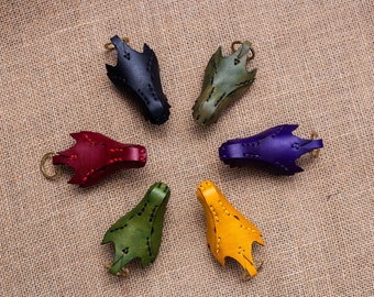 Natural Leather Dragon Keychains