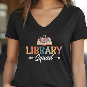 Library Squad Vneck shirt, library shirt, librarian shirt, library worker shirt, library lover shirt, book lover shirt, reader shirt, gift