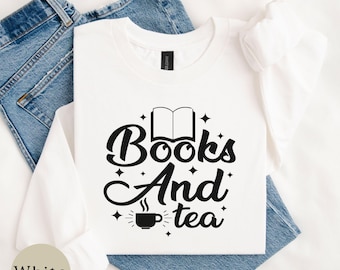 Books and Tea Long Sleeve Shirt, Reading Cozy Tee
