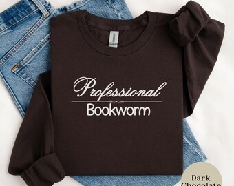 Professional Bookworm Shirt, Vintage Feel Cotton Long Sleeve Tee, Reader Gift