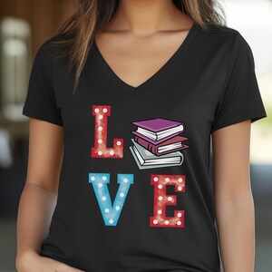 Library Love V-Neck Shirt, Bookworm Shirt, Library Shirt, Reading Shirt, Book Lover Shirt, Librarian Shirt, Book Reader Shirt