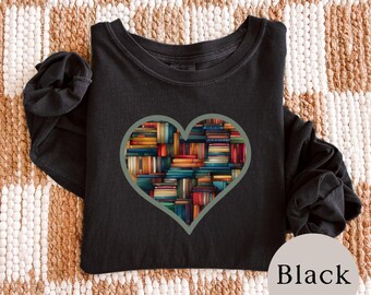 Book Lover Long Sleeve Shirt, Literary Heart Tee