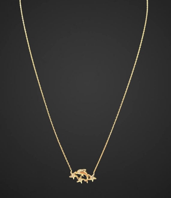 14k Solid Gold Women's Necklace, Gold Pendant, Vintag… Gem