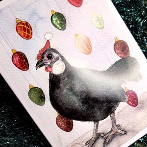 Poulet de Noël - charmante carte de Noël avec du poulet