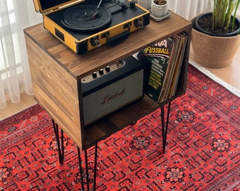 Table for Record Player Stand Cabinet Mid Century Modern Vinyl Storage MCM