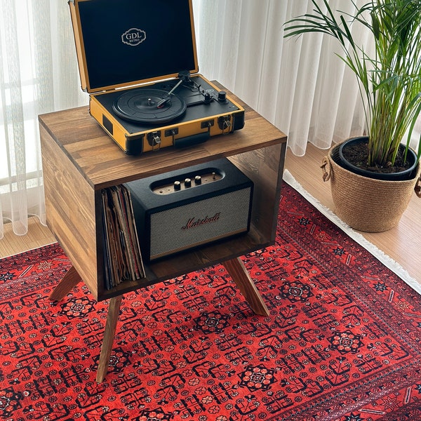 Mesa para tocadiscos Stand Cabinet Mid Century Modern Vinyl Storage MCM