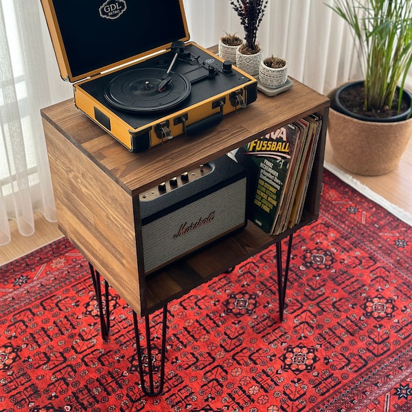 Table for Record Player Stand Cabinet Mid Century Modern Vinyl Storage MCM