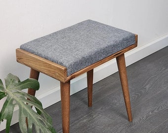 Klavierbank, Ottoman Bench, Mcm Bank, Hocker zum Wohnen, Walnussbank, handgefertigt