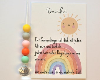 Farewell gift kindergarten, thank you teacher, sun catcher, light catcher, suncatcher with card