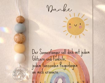 Abschiedsgeschenk Erzieherin, Danke Geschenk Kindergarten, Sonnenfänger mit Karte, Geschenk Lehrerin, kleines Geschenk Erzieher