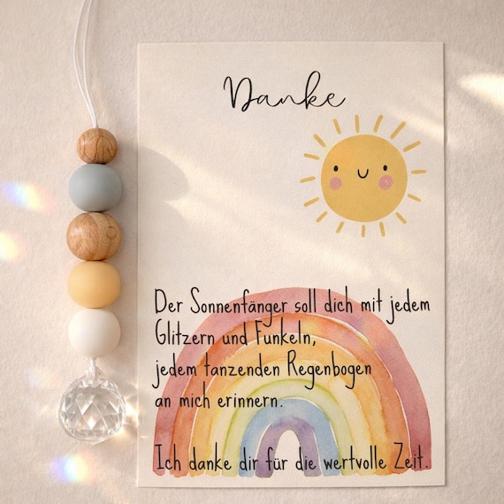 Abschiedsgeschenk Erzieherin, Danke Geschenk Kindergarten, Sonnenfänger mit Karte, Geschenk Lehrerin, kleines Geschenk Erzieher