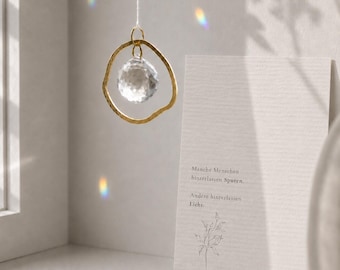 Funeral gift with suncatcher – condolence gift, memorial gift, card "Traces & Light", comforting gift for difficult times