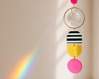 Funky suncatcher with neon acrylic pendants - a great eye-catcher for your window and a perfect gift for your best friend, a modern suncatcher