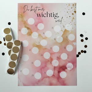 Karte für beste Freundin, Rubbelkarte mit 24 Rubbelfeldern zum selbst beschriften, persönliches Geschenk, Geschenk zum Muttertag