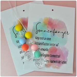 Lichtfänger mit Karte, Sonnenfänger, Suncatcher mit 2cm Glaskristall, Geschenk für Schultüte, Geschenk Einschulung