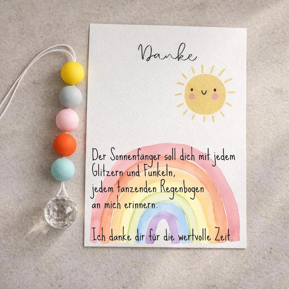 Abschiedsgeschenk Kindergarten, Dankeschön Erzieherin, Sonnenfänger, Lichtfänger, Suncatcher mit Karte,  Abschiedsgeschenk Lehrerin