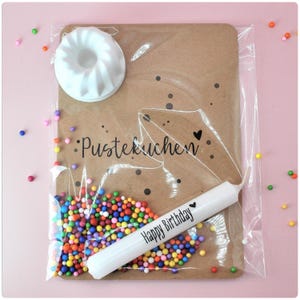Pustekuchen, Geburtstag TO GO, besondere Geburtstagskarte, Geburtstag in der Tüte, Geburtstagsset, Gugelhupf Kerzenständer