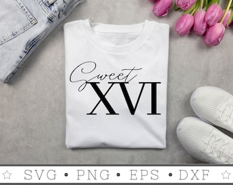 Sweet 16 SVG | INSTANT DOWNLOAD | Happy Birthday Svg | Diy Birthday Gift | Silhouette Files | Tumbler Sublimation File | Cricut File