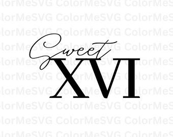 Sweet 16 SVG | INSTANT DOWNLOAD | Happy Birthday Svg | Diy Birthday Gift | Silhouette Files | Tumbler Sublimation File | Cricut File
