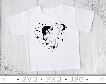 Ghost Holding Cat SVG | INSTANT DOWNLOAD | Halloween Svg File | Silhouette Cut Files | Spooky Vibes Svg | Halloween Cricut | Fall Svg