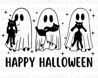 Ghosts Holding Cats SVG | INSTANT DOWNLOAD | Halloween Svg File | Silhouette Cut Files | Spooky Vibes Svg | Halloween Cricut | Fall Svg
